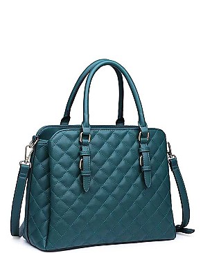 STYLISH QUILTED VEGAN LEATHER LUXURY CLAYTON SATCHEL BAG WITH LONG STRAP JY-18216
