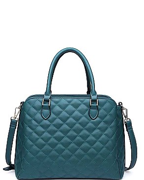 STYLISH QUILTED VEGAN LEATHER LUXURY CLAYTON SATCHEL BAG WITH LONG STRAP JY-18216