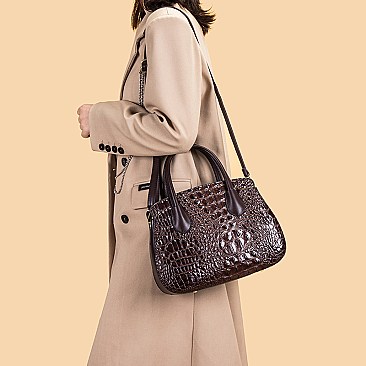 3 IN 1 CROCODILE PATTERN SATCHEL CLUTCH SET