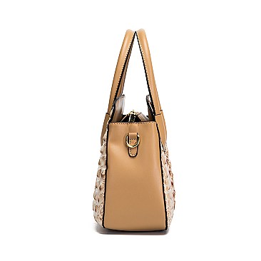 3 IN 1 CROCODILE PATTERN SATCHEL CLUTCH SET