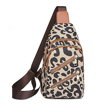 Multi-Compartment Leopard Shoulder Backpack