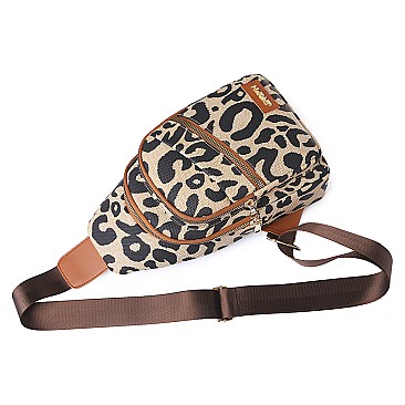 Multi-Compartment Leopard Shoulder Backpack