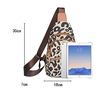 Multi-Compartment Leopard Shoulder Backpack