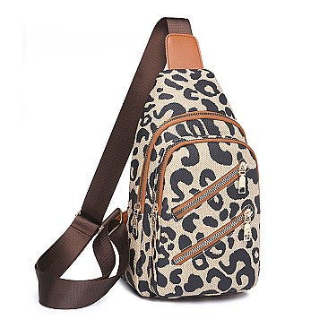 Multi-Compartment Leopard Shoulder Backpack