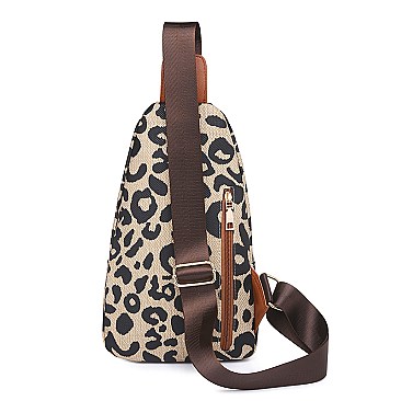 Multi-Compartment Leopard Shoulder Backpack