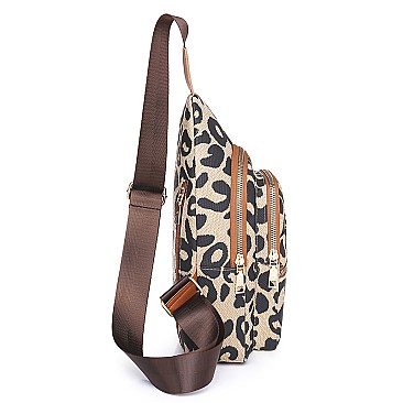 Multi-Compartment Leopard Shoulder Backpack