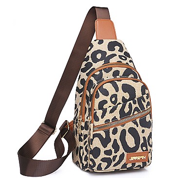 Multi-Compartment Leopard Shoulder Backpack