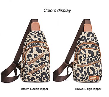Multi-Compartment Leopard Shoulder Backpack