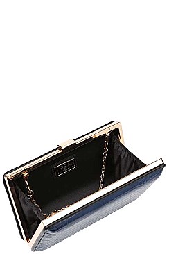 STYLISH LUXURY ELIZABETH CROC BOX CLUTCH WITH CHAIN JY-18387C