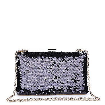 LUXURY DIANA SEQUINED BOX CLUTCH WITH SLING CHAIN JY-18391