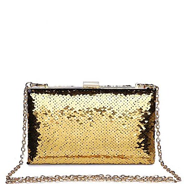 LUXURY DIANA SEQUINED BOX CLUTCH WITH SLING CHAIN JY-18391