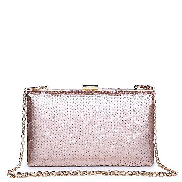 LUXURY DIANA SEQUINED BOX CLUTCH WITH SLING CHAIN JY-18391