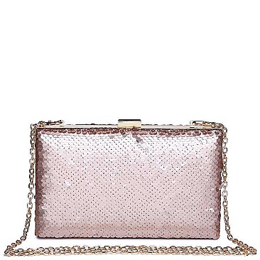 LUXURY DIANA SEQUINED BOX CLUTCH WITH SLING CHAIN JY-18391