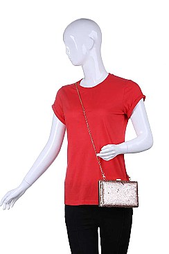 LUXURY DIANA SEQUINED BOX CLUTCH WITH SLING CHAIN JY-18391