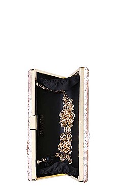 LUXURY DIANA SEQUINED BOX CLUTCH WITH SLING CHAIN JY-18391