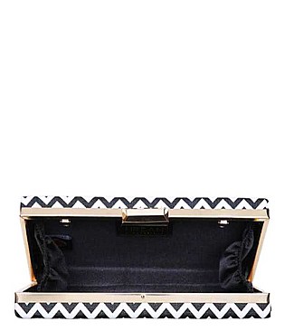 LUXURY MALTA HOUNDSTOOTH ZIGZAG PATTERN BOX CLUTCH BAG WITH CHAIN JY-18603H