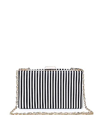 LUXURY MALTA STRIPED BOX CLUTCH BAG WITH CHAIN JY-18603S