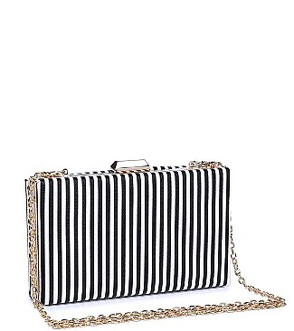 LUXURY MALTA STRIPED BOX CLUTCH BAG WITH CHAIN JY-18603S