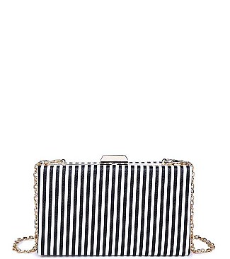 LUXURY MALTA STRIPED BOX CLUTCH BAG WITH CHAIN JY-18603S