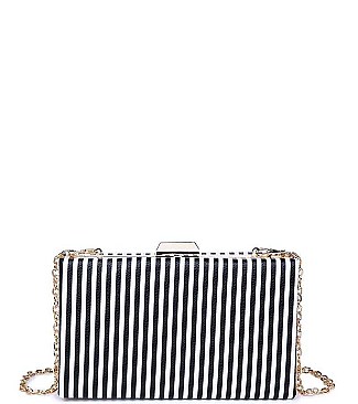 LUXURY MALTA STRIPED BOX CLUTCH BAG WITH CHAIN JY-18603S