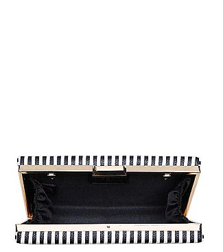 LUXURY MALTA STRIPED BOX CLUTCH BAG WITH CHAIN JY-18603S