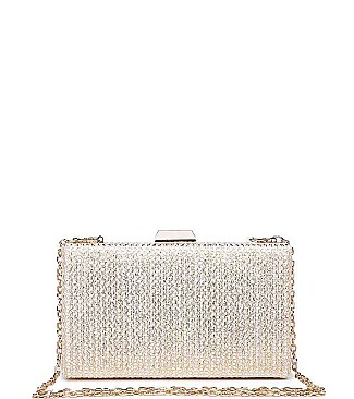 LUXURY MALTA BOX VEGAN CLUTCH BAG WITH CHAIN JY-18603