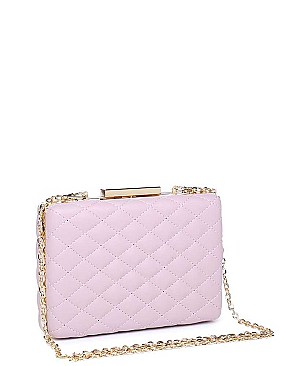 LUXURY QUILTED VIXEN BOX CLUTCH WITH SLING CHAIN JY-18837