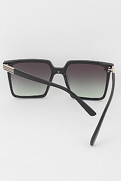 Pack of 12 Trendy Bee with Stripped Temples Gradient Square Sunglasses Set