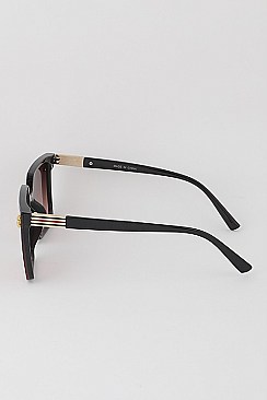 Pack of 12 Trendy Bee with Stripped Temples Gradient Square Sunglasses Set