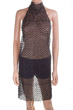 Stylish Beaded Pearls Halter Cover Up Body Chain LACN1906