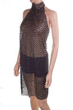 Stylish Beaded Pearls Halter Cover Up Body Chain LACN1906