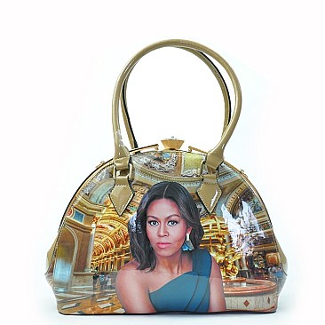 MICHELLE OBAMA JEWEL TOP & SIDE ROYALTY SATCHEL+WALLET