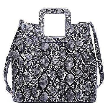 SNAKE SKIN TOTE BAG WITH LONG STRAP