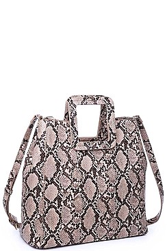 SNAKE SKIN TOTE BAG WITH LONG STRAP