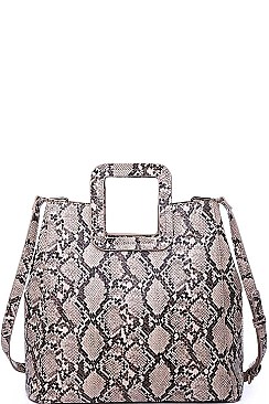 SNAKE SKIN TOTE BAG WITH LONG STRAP