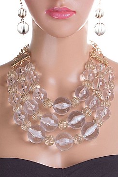 Posh Jumbo Acrylic Beads Layer Necklace Set LA-CN1937
