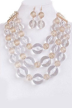 Posh Jumbo Acrylic Beads Layer Necklace Set LA-CN1937