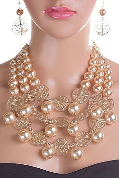 Pristine Acrylic & Pearls Mix Beads Layer Necklace Set LA-CN1938
