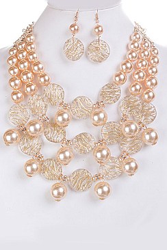 Pristine Acrylic & Pearls Mix Beads Layer Necklace Set LA-CN1938