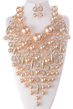 Mix Pearls Drop Necklace Set