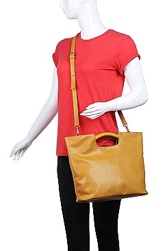 SILAS TEXTURED TOTE BAG WITH LONG STRAP