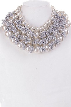 Classy Bold Pearls Statement Necklace LA-CN1973