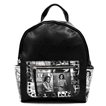 Whipstitch Pocket Magazine Cover Collage Backpack