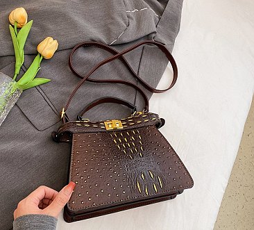 Two-Tone Ostrich Satchel / Crossbody Bag