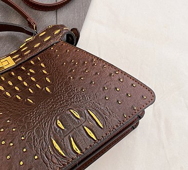 Two-Tone Ostrich Satchel / Crossbody Bag