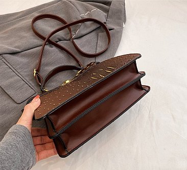 Two-Tone Ostrich Satchel / Crossbody Bag