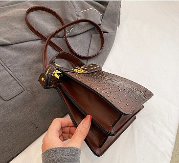 Two-Tone Ostrich Satchel / Crossbody Bag