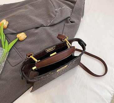 Two-Tone Ostrich Satchel / Crossbody Bag