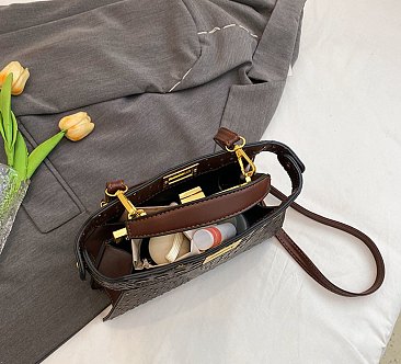 Two-Tone Ostrich Satchel / Crossbody Bag
