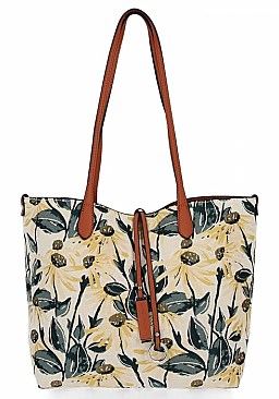 Designer David Jones Flower Print Tote Handbag